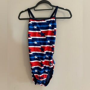 Speedo Red and Blue One Piece Swimsuit Athletic Style